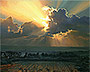 Wheal Coats - Sunburst Behind Clouds Original Oil Painting on Canvas