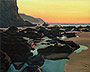 Porthtowan - Golden Sunset Original Oil Painting on Canvas